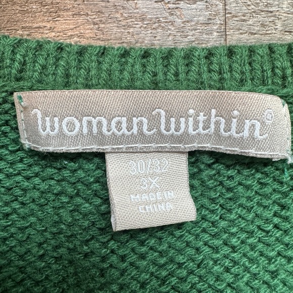 Woman Within Ugly Christmas Grandma Sweater Plus Size Long Sleeve Size 3X Green - Picture 7 of 9